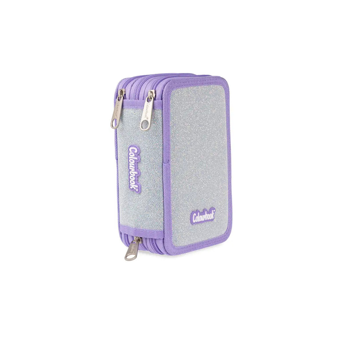 Astuccio 3 zip Glitter - Lilla