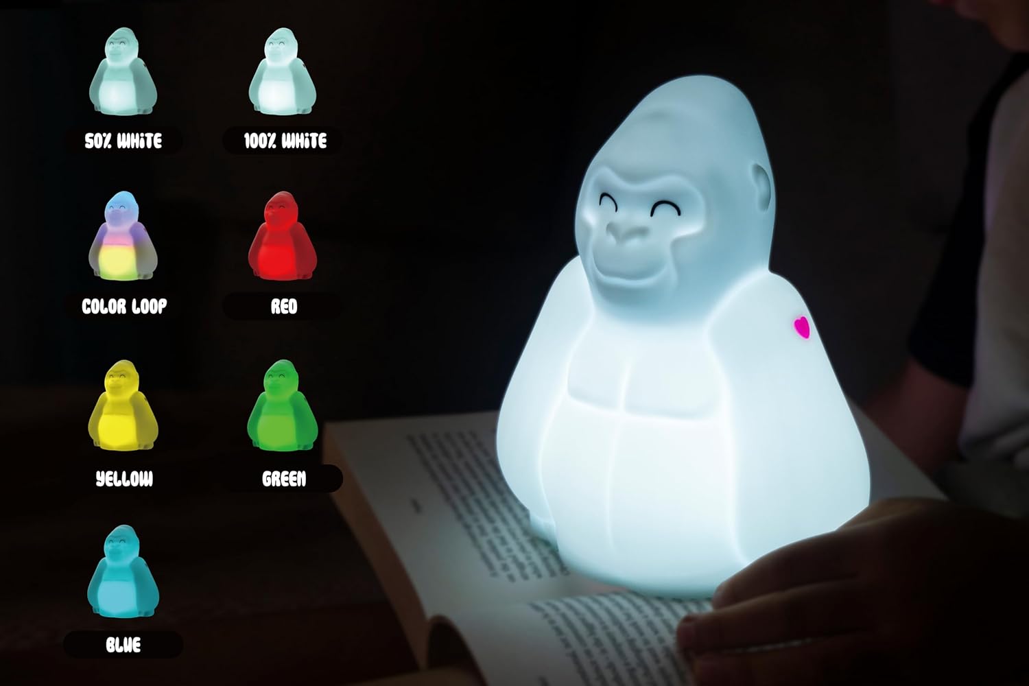 DHINK - Luce notturna ricaricabile LED - Gorilla
