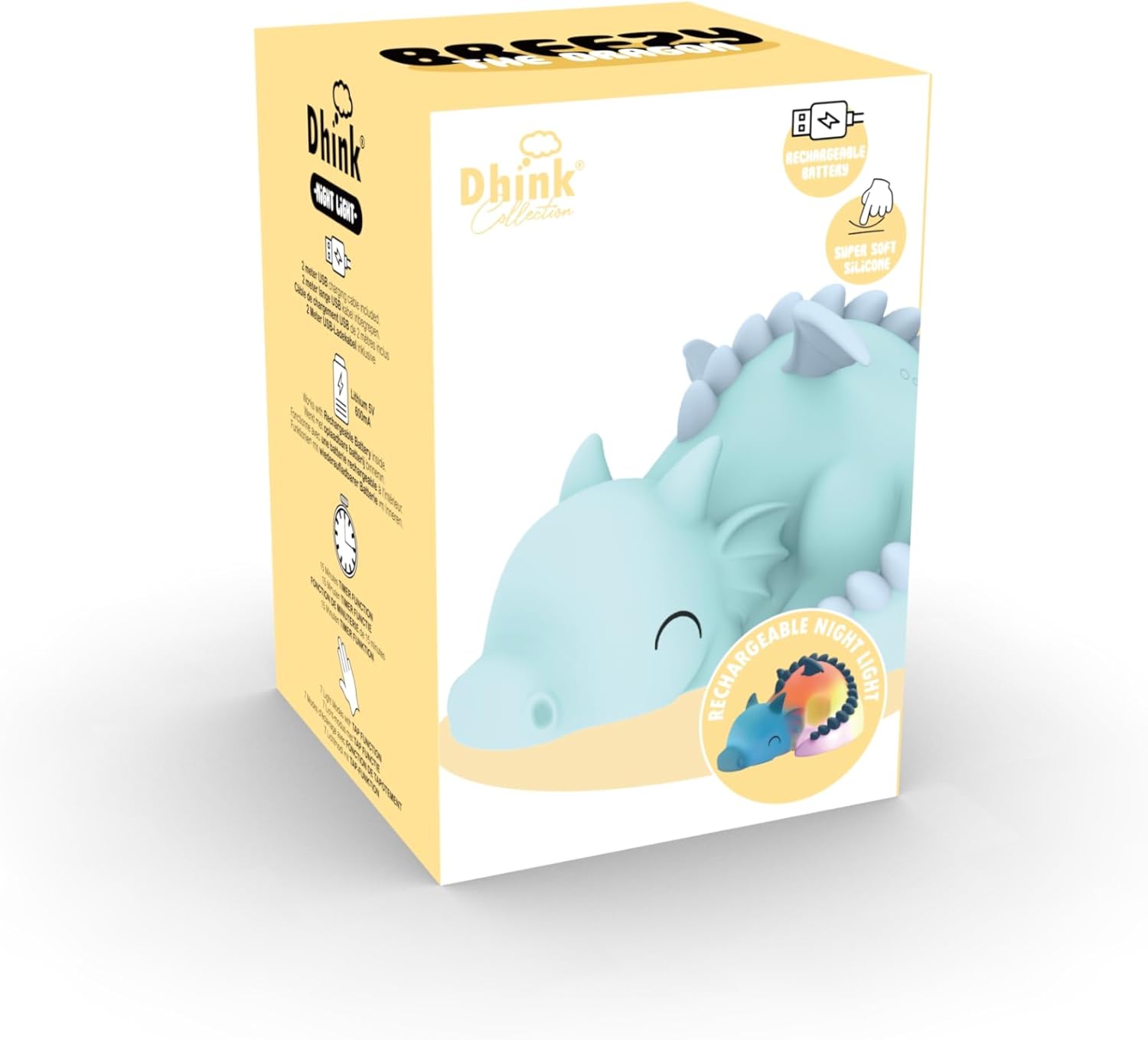 DHINK - Luce notturna ricaricabile LED - Drago