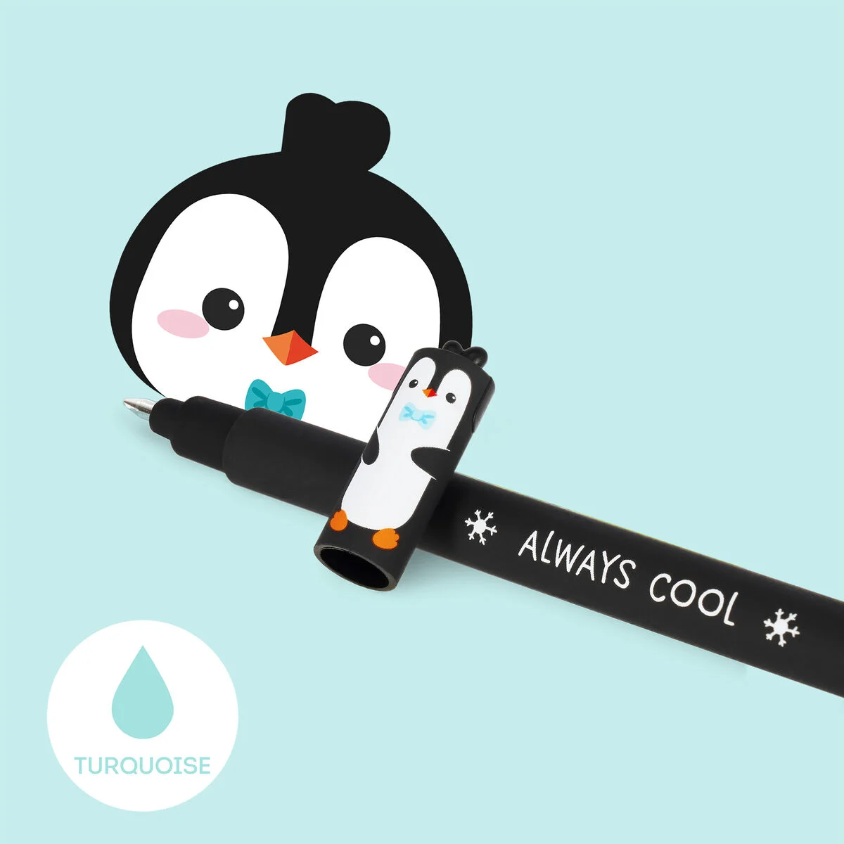 LEGAMI Penna Gel Cancellabile  PINGUINO INK TURCHESE