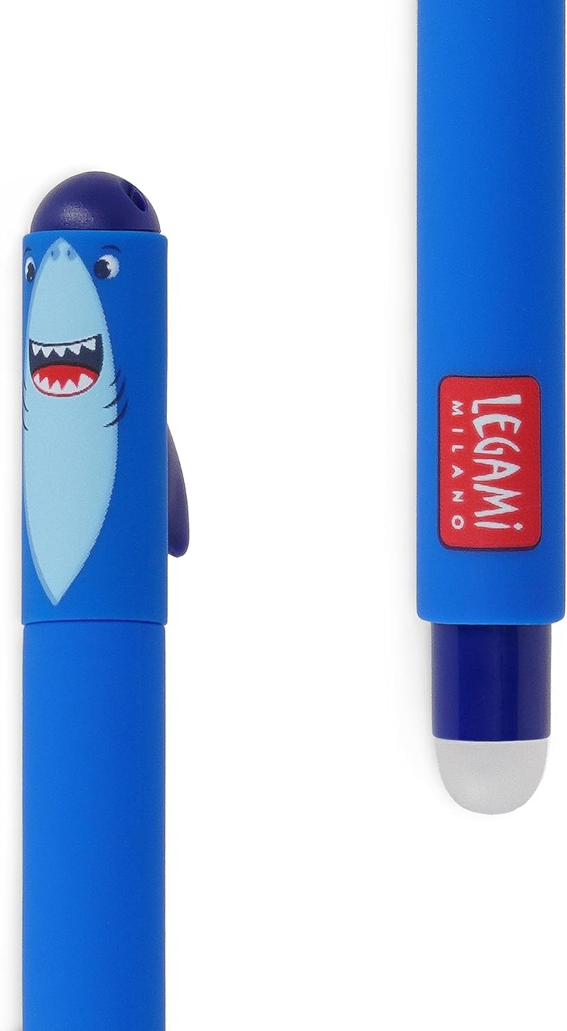 Penna Gel Cancellabile Erasable Pen Shark Attak Colore Blu