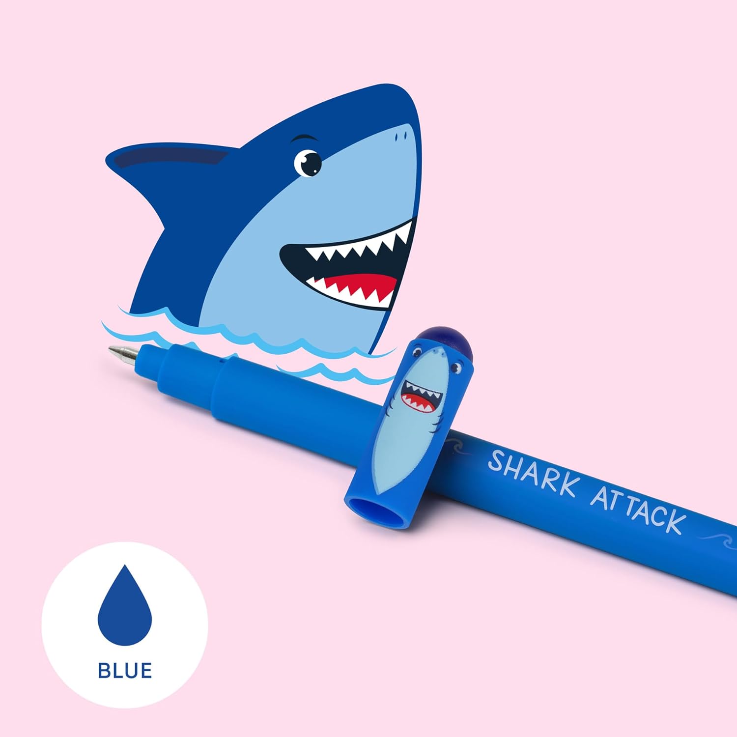 Penna Gel Cancellabile Erasable Pen Shark Attak Colore Blu