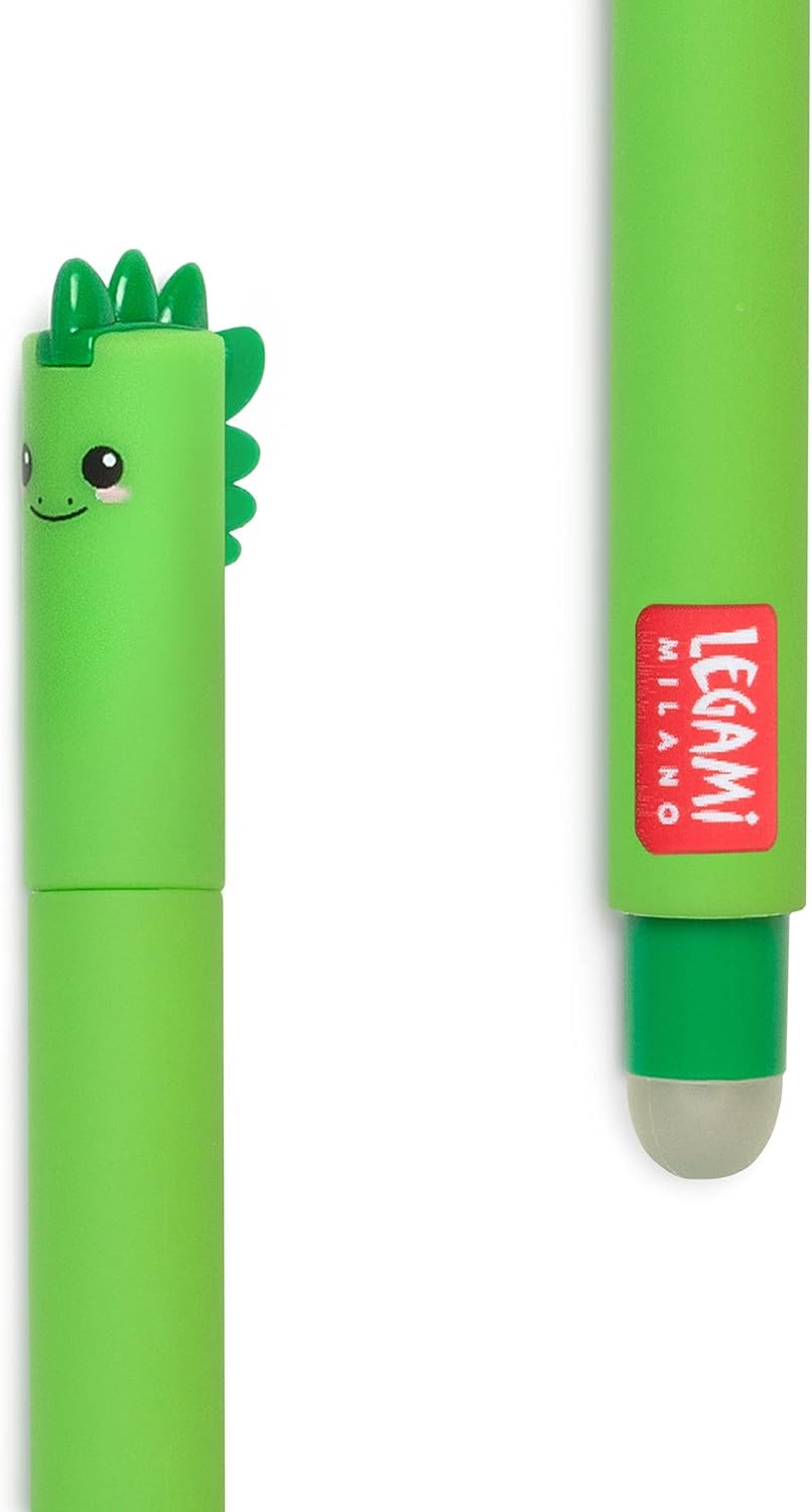 Penna Gel Cancellabile Erasable Pen Dino Colore Verde