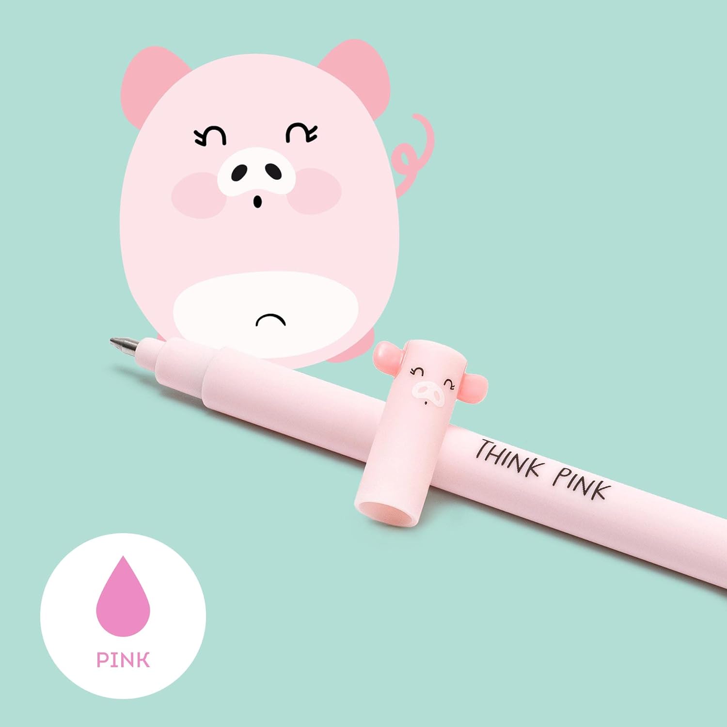 Penna Gel Cancellabile Erasable Pen Piggy Colore Rosa