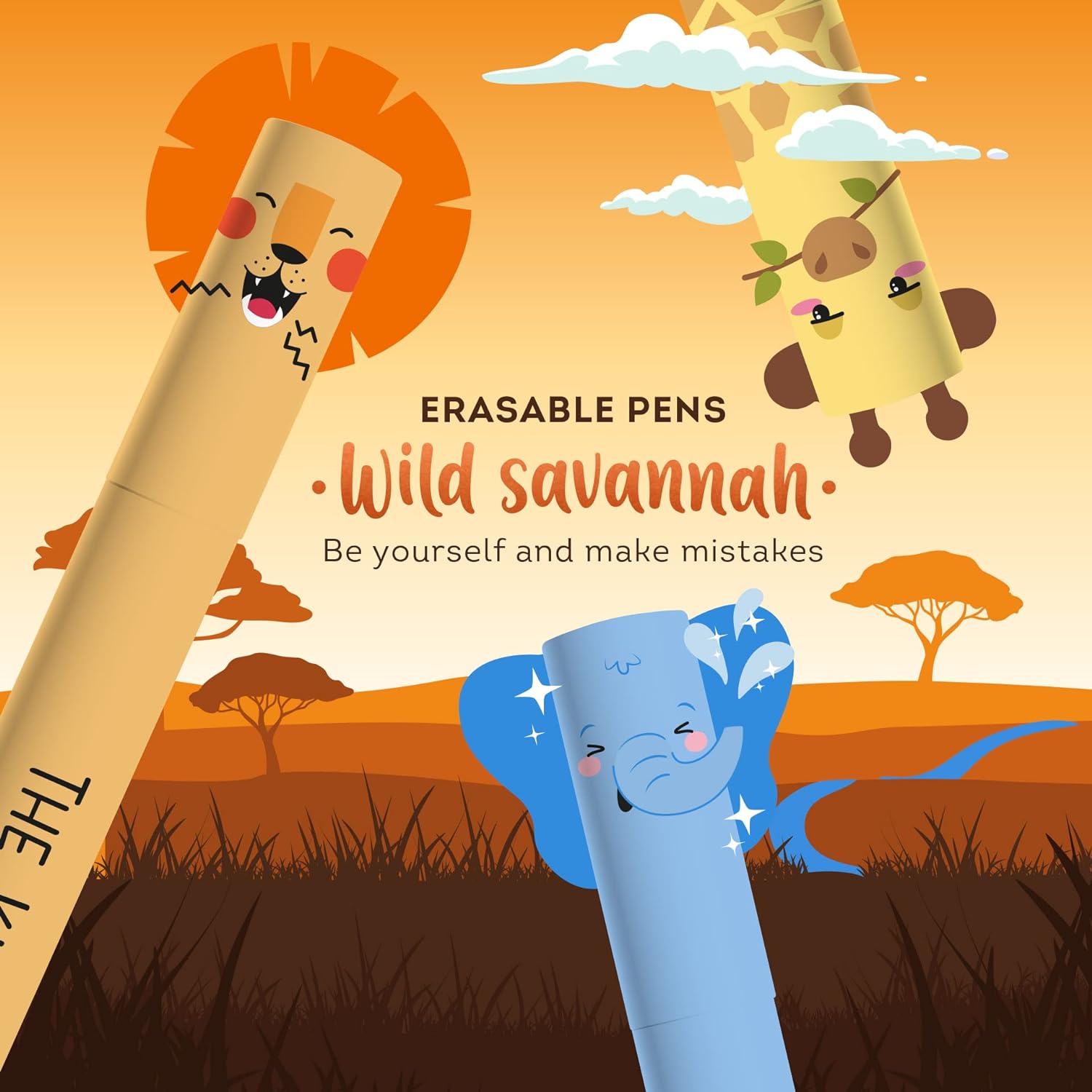 Set di 3 Penne Gel Cancellabili Wild Savannah