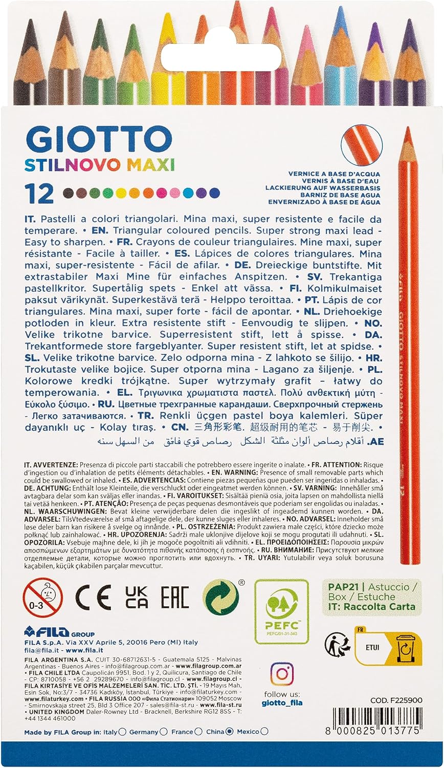 Pastelli Giotto Stilnovo Maxi Triangolari - 12 pezzi