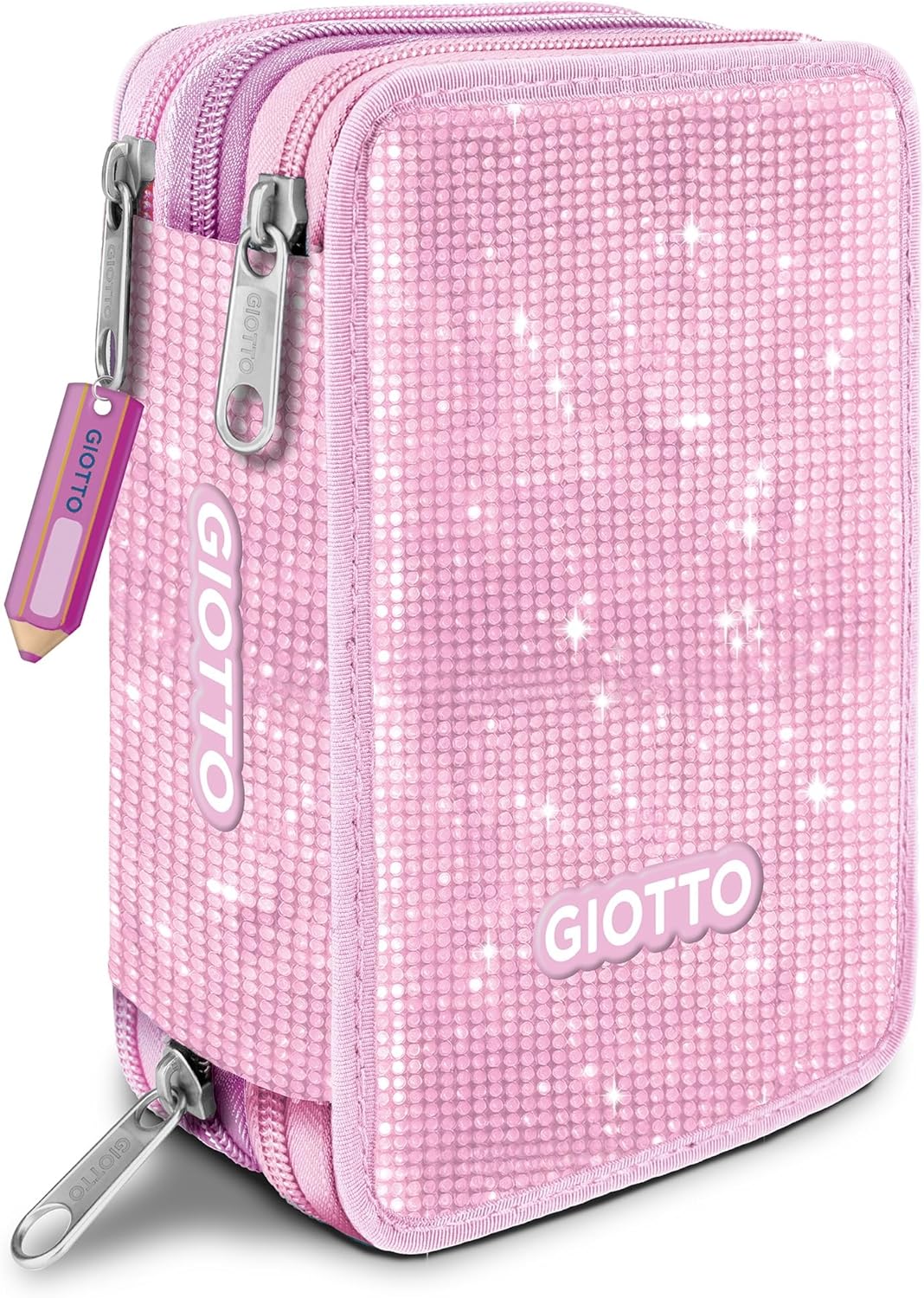Astuccio 3 zip Super Crystal - Rosa