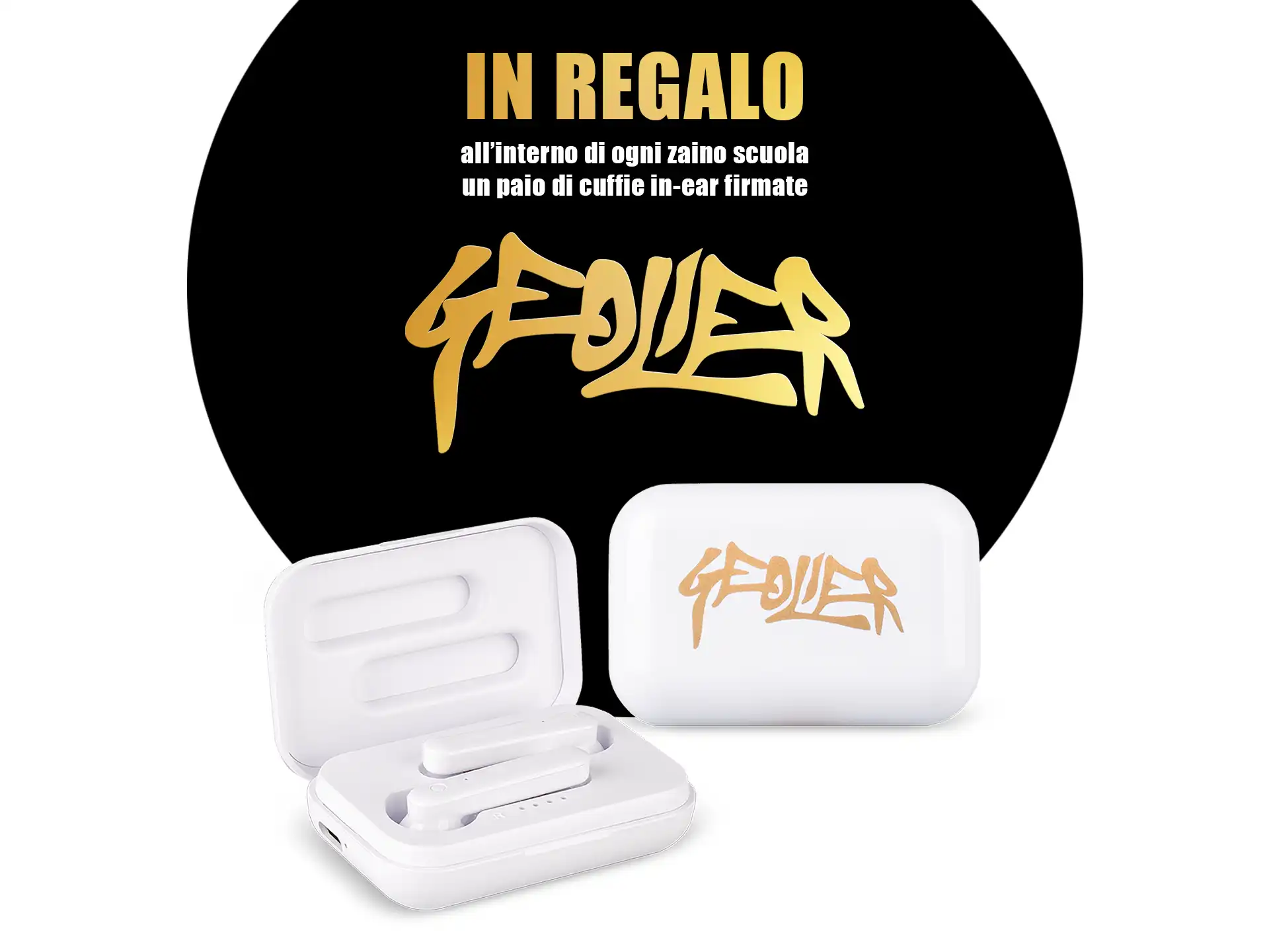 Zaino scuola Geolier con cuffie omaggio - Skin Nero