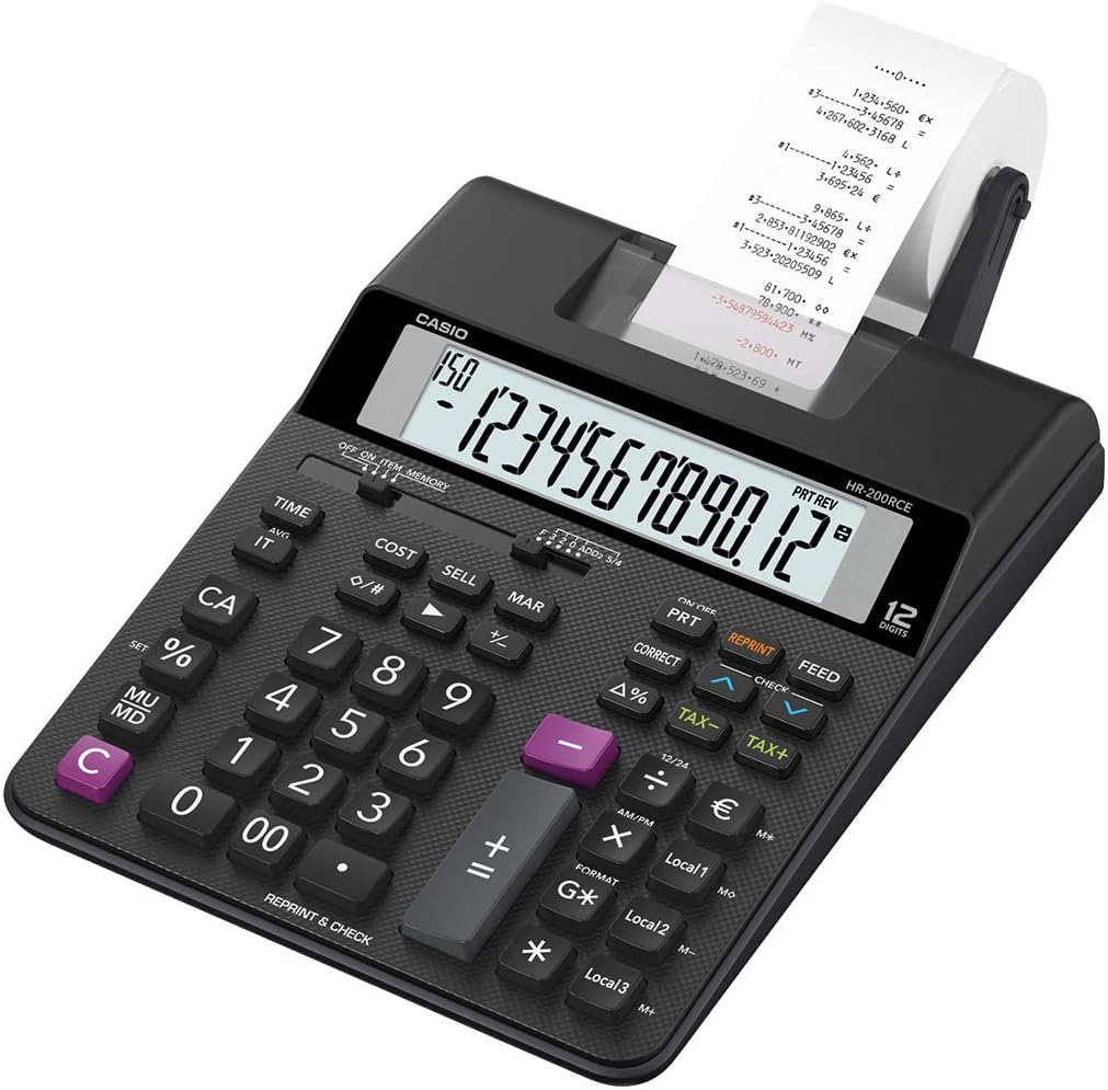 Casio HR-200RCE - Calcolatrice per la stampa Display LCD