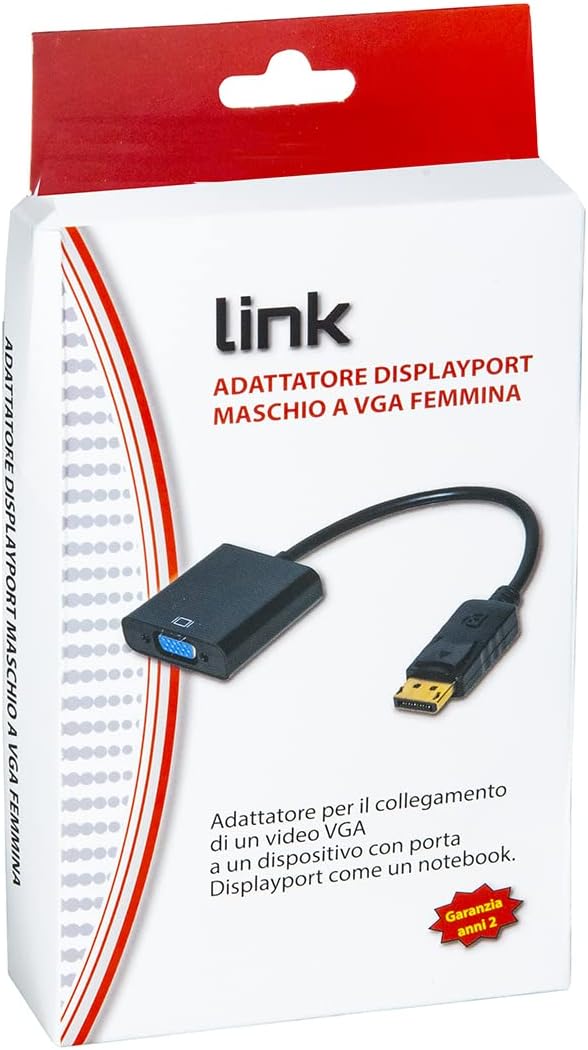 Adattatore Link Displayport maschio a VGA femmina 15 cm