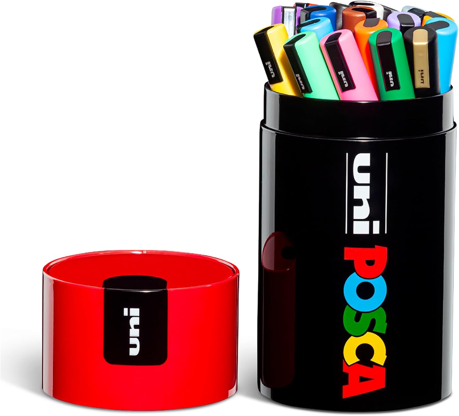 Uniposca Set 18 Pennarelli Acrilici Assortiti Tappo Rosso