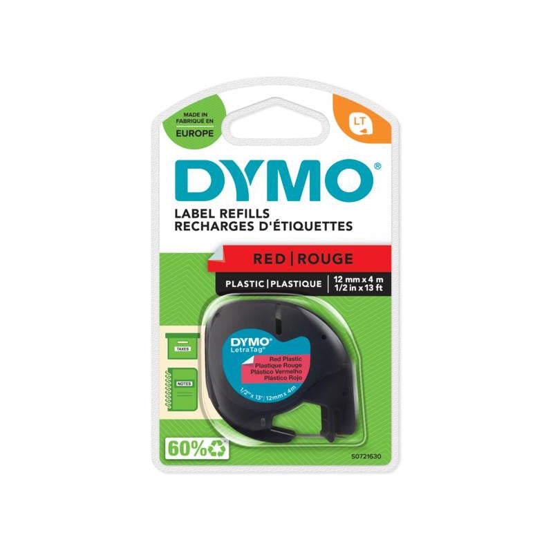 Dymo nastro letratag in plastica mm 12 x 4m Red Rouge