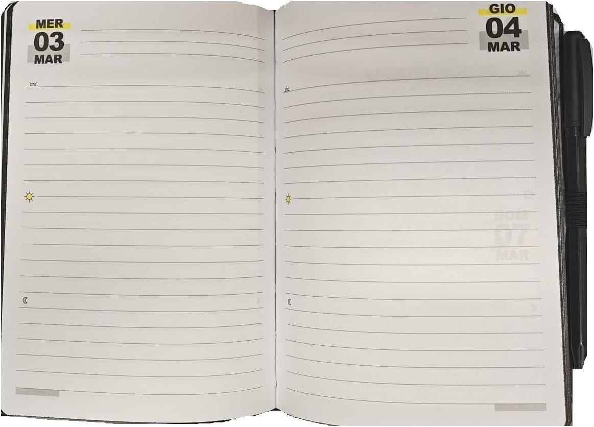 Agenda giornaliera 12 mesi 2027 - Black con penna