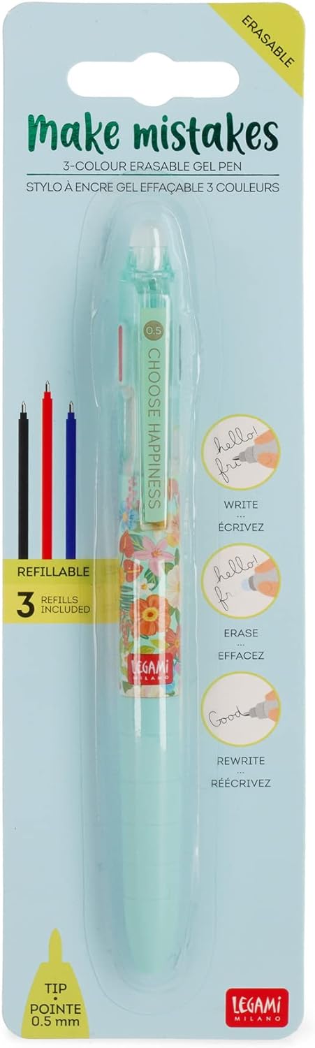 Penna gel cancellabile a 3 colori